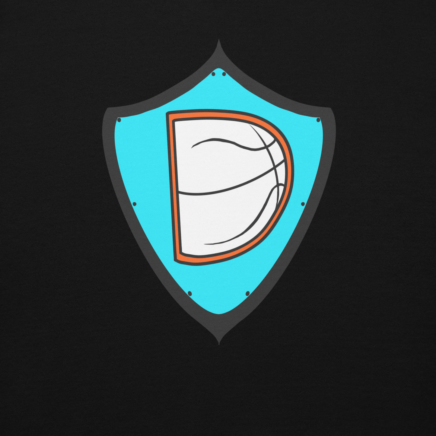 Black hoodie with light blue and white OTG shield logo on chest