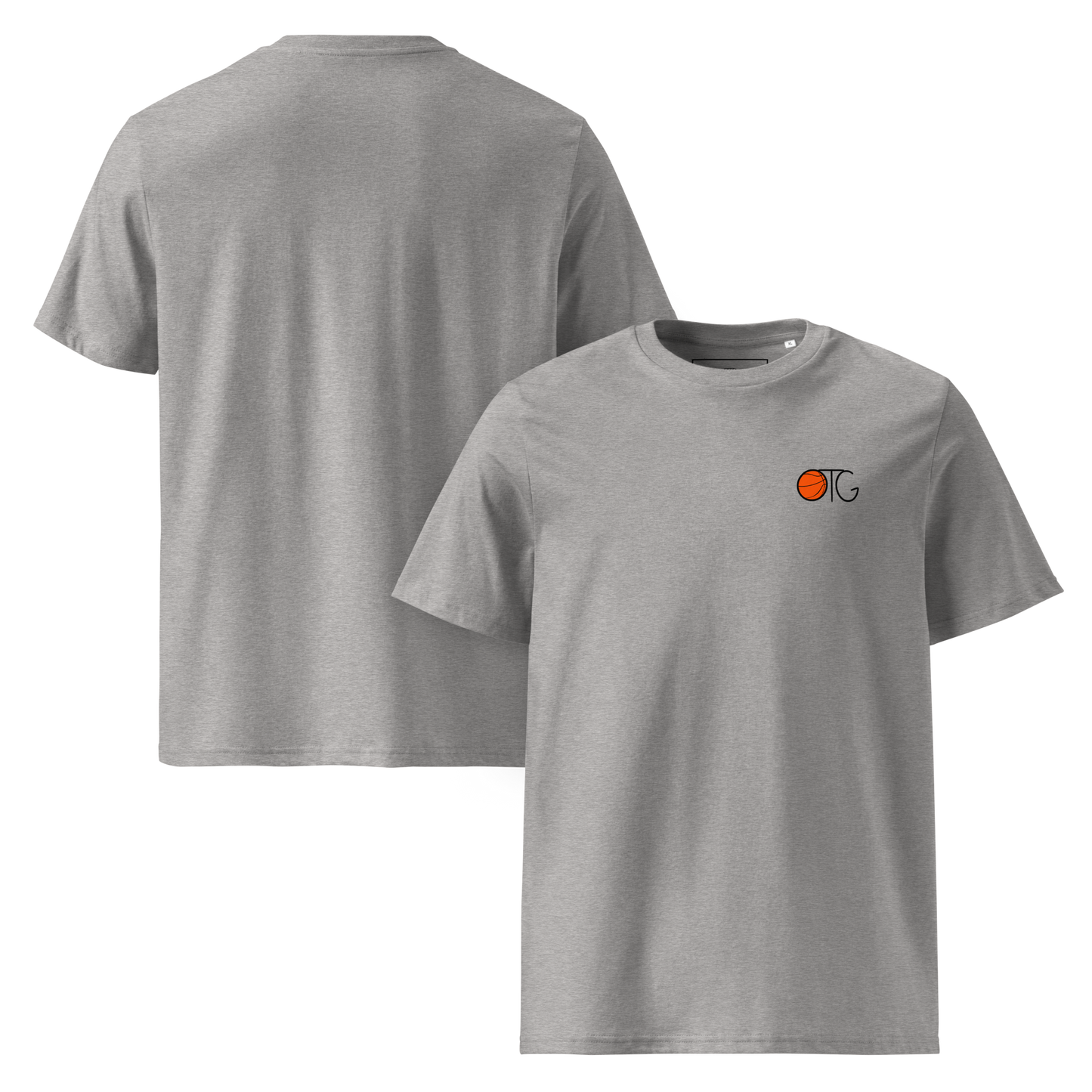 Heather Grey t-shirt with small OTG basketball logo on chest