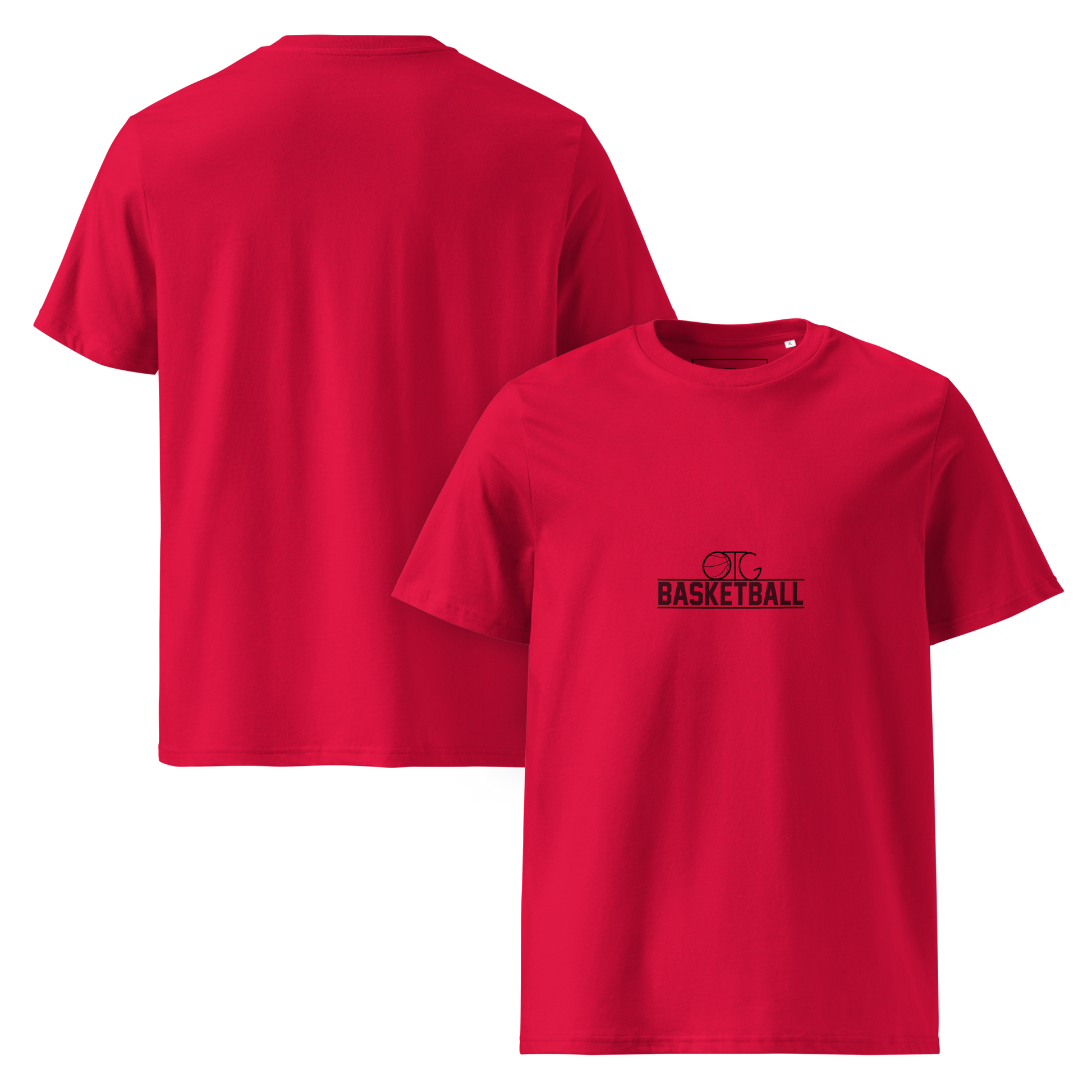 Minimalist basketball t-shirt with small OTG logo on chest