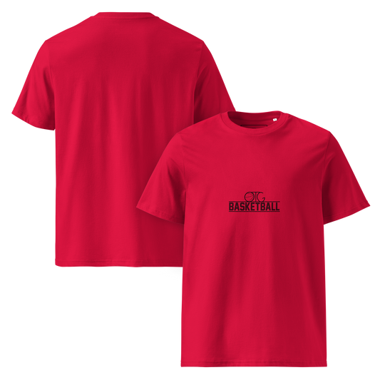 Minimalist basketball t-shirt with small OTG logo on chest